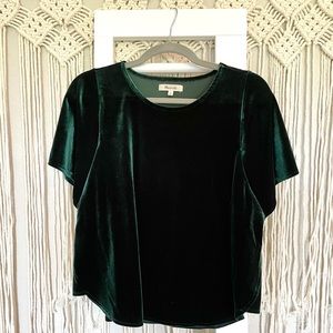 Madewell- Emerald Green Velvet Top